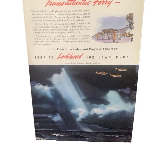 Vintage 1941 Lockheed Transatlantic Ferry Ad Advertisment - Picture 2 of 4